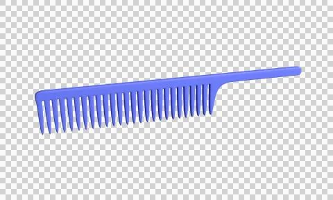 Blue comb with handle. Accessory in cartoon style Illustration
