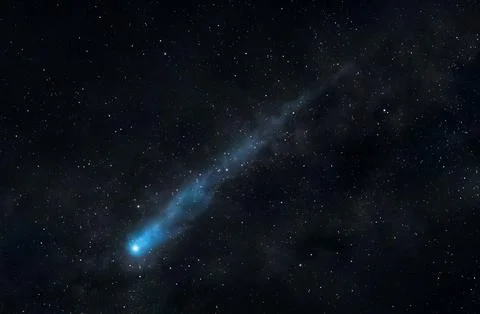 Blue comet in the night sky Stock Illustration