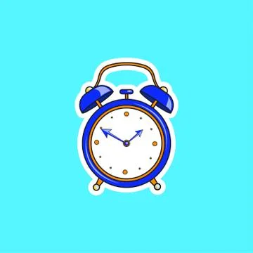 Blue comic alarm clock. Vector bright dynamic cartoon object in retro pop art Stock Illustration