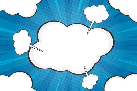 Blue Comic Background with Central Speech Bubble and Action Lines Stock Illustration
