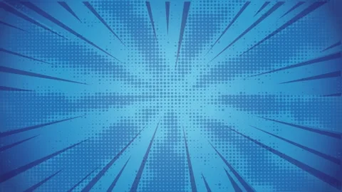 Blue comic book style background with radial speed lines and halftone pattern Vídeos de archivo 346724651