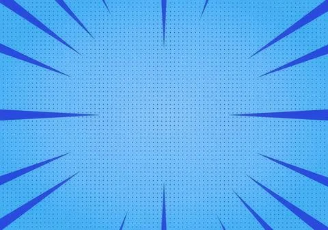 Blue comic book style burst background with rays and dots Stock Illustration