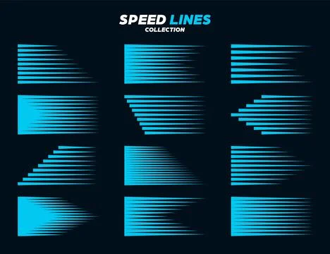 Blue comic speed lines collection. Straight and wavy motion elements for your 스톡 일러스트