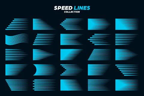 Blue comic speed lines collection. Straight and wavy motion elements for your イラスト素材