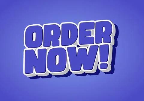 Blue Comic Text "Order Now" with White Border and Soft Shadow Stock Illustration