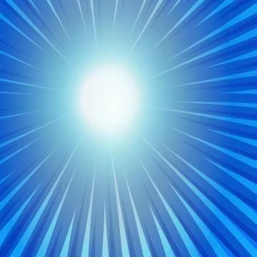 Blue comic zoom with lines and sun glow - Vector Stock Illustration