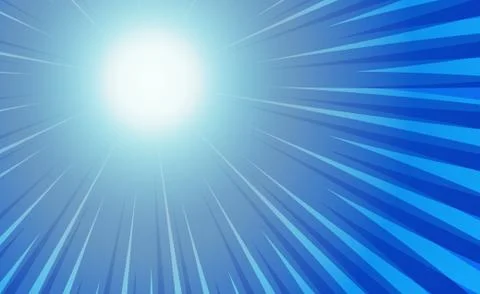 Blue comic zoom with lines and sun glow - Vector Stock Illustration