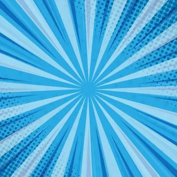 Blue comic zoom with lines and dots - Vector Stock Illustration