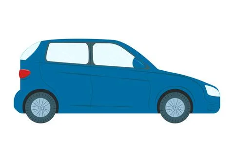 Blue compact hatchback car side view. Modern urban vehicle design. Automobile Stock Illustration
