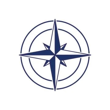 Blue compass icon inside circle vector illustration isolated on white backgro Stock Illustration