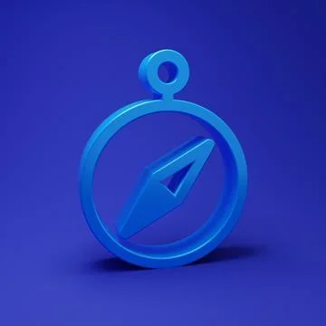 Blue Compass icon isolated on blue background. Windrose navigation symbol. .. Stock Illustration