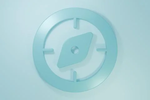 Blue Compass icon isolated on blue background. Windrose navigation symbol. .. Stock Illustration