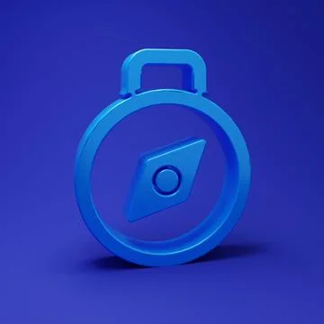 Blue Compass icon isolated on blue background. Windrose navigation symbol. .. Illustrazione stock