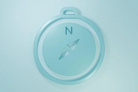Blue Compass icon isolated on blue background. Windrose navigation symbol. .. Stock Illustration