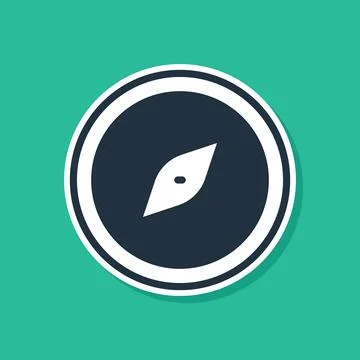 Blue Compass icon isolated on green background. Windrose navigation symbol... Stock Illustration