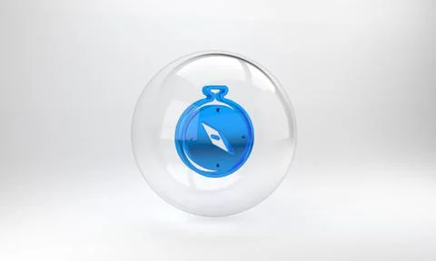 Blue Compass icon isolated on grey background. Windrose navigation symbol. Wi Stock Illustration