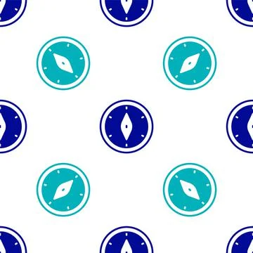 Blue Compass icon isolated seamless pattern on white background. Windrose イラスト素材