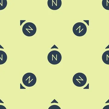 Blue Compass icon isolated seamless pattern on yellow background. Windrose 스톡 일러스트