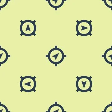 Blue Compass icon isolated seamless pattern on yellow background. Windrose 스톡 일러스트