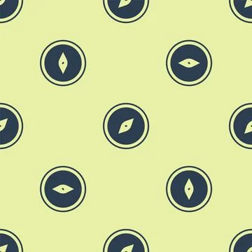 Blue Compass icon isolated seamless pattern on yellow background. Windrose 스톡 일러스트