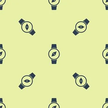 Blue Compass icon isolated seamless pattern on yellow background. Windrose 스톡 일러스트