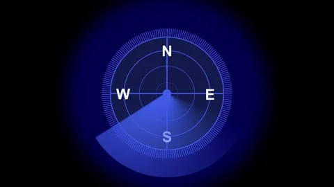 Blue compass interface with cardinal directions display. Blue compass for d.. Stock Footage 337814742