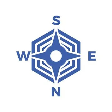 Blue Compass Rose Icon Isolated Stock Illustration