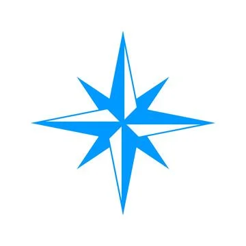Blue compass rose vector illustration representing direction, navigation, and イラスト素材