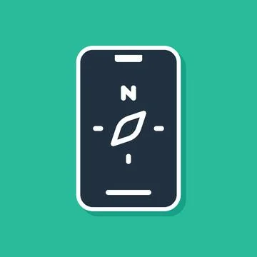 Blue Compass screen apps on smartphone for navigation icon isolated on green 스톡 일러스트