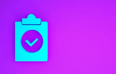 Blue Completed task icon isolated on purple background. Compliance inspection Stock Illustration