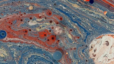 Blue complex sand red galaxy of cosmic paint colors in motion Stock Footage 108009883