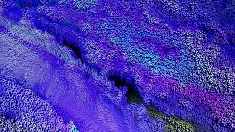 Blue composition cubic pixels technique, abstract waves of blocks and squares Stock Illustration