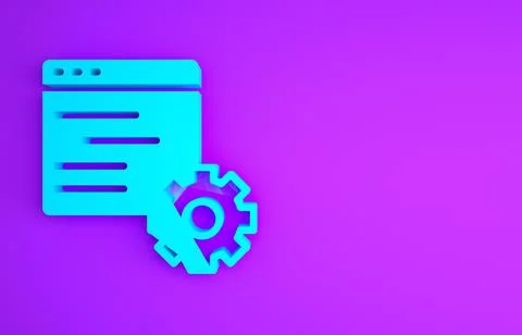 Blue Computer api interface icon isolated on purple background. Application p 스톡 일러스트