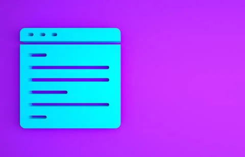 Blue Computer api interface icon isolated on purple background. Application p 스톡 일러스트