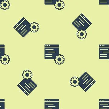 Blue Computer api interface icon isolated seamless pattern on yellow backgr.. 스톡 일러스트