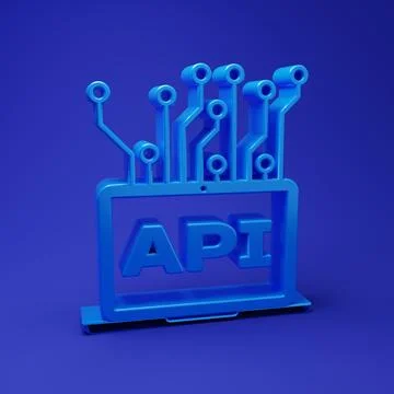 Blue Computer api interface icon isolated on blue background. Application p.. 스톡 일러스트