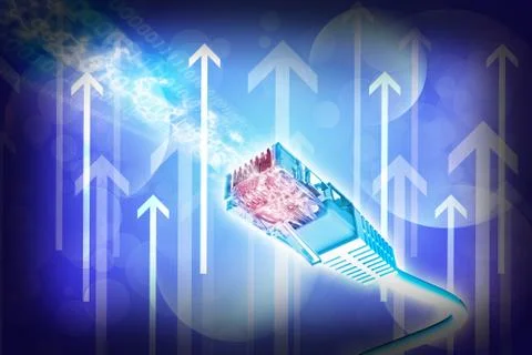 Blue computer cable with arrows 스톡 일러스트