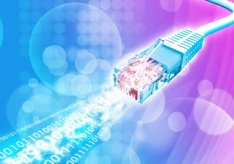 Blue computer cable with numbers 스톡 일러스트