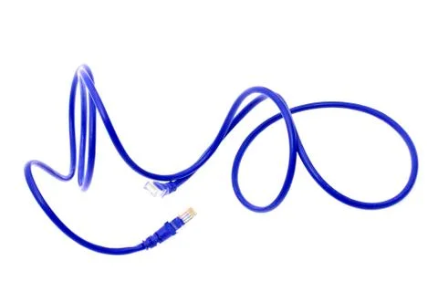 Blue Computer Cable RJ45 Plugs. Isolated on White Background Stock Photos