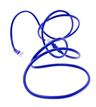 Blue Computer Cable RJ45 Plugs. Isolated on White Background Foto stock