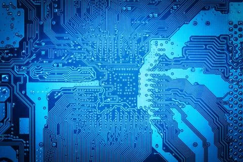 Blue computer circuit board blue circuit board background,abstract technol... Stock Photos