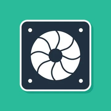 Blue Computer cooler icon isolated on green background. PC hardware fan. Vector 스톡 일러스트