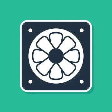 Blue Computer cooler icon isolated on green background. PC hardware fan. Vector Stock Illustration