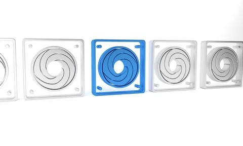 Blue Computer cooler icon isolated on white background. PC hardware fan. Mi.. 스톡 일러스트