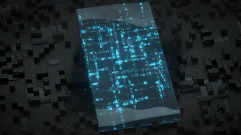 Blue computer digital code seamless loop 3D render animation Stock Footage 159388218