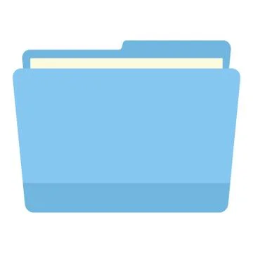 Blue computer file folder icon, flat style 스톡 일러스트