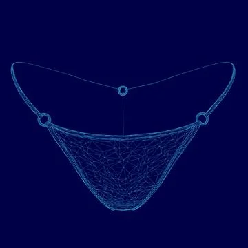 Blue computer generated image of a woman's underwear. The image is a close up of Stock Illustration