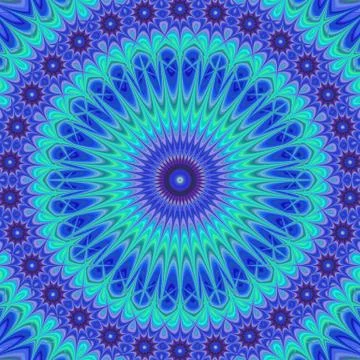 Blue computer generated mandala fractal background 스톡 일러스트