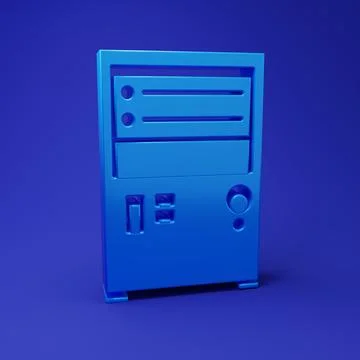 Blue Computer icon isolated on blue background. PC component sign. Minimali.. Stock-Illustration
