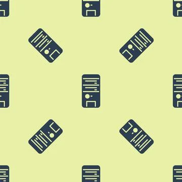 Blue Computer icon isolated seamless pattern on yellow background. PC component Illustrazione stock